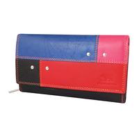 STARHIDE Ladies Soft Genuine Leather Flap Over Purse Multi Credit Card Slots (Multi)