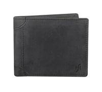STARHIDE Mens Designer RFID Blocking Genuine Distressed Hunter Leather Trifold Wallet Purse Credit Debit ID Card Holder 1145 (Matt Black)