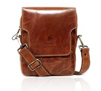 STARHIDE Mens Ladies RFID Blocking Messenger Bag, Soft Premium Oil Tanned Leather Shoulder Cross Body Bag with Front Flip Opening 580 (Tan)