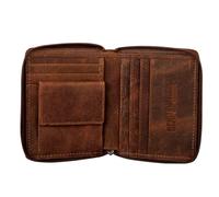STARHIDE Mens RFID Blocking Full Zip Around Distressed Hunter Leather Coin Pocket Wallet 720 (Brown)