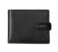 STARHIDE Mens RFID Blocking Leather Wallet with Coin Pocket, ID Window, Zipped Compartment & Gift Box - Genuine VT Leather Slim Bifold Wallet 825 (Black)