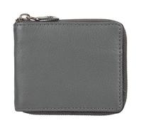 STARHIDE Mens Wallet RFID Signal Blocking Full Zip Around Genuine Nappa Leather Coin Pocket Purse with Gift Box 740 (Grey)