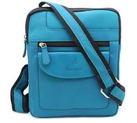 STARHIDE Mens Womens Corssover Bag Genuine Distressed Hunter Leather Travel Messenger Crossbody Pouch Bag for Ipad, Tablet, Mobile Phone 505 (Turquoise)