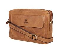STARHIDE Mens Womens Crossbody Bag Distressed Hunter Genuine Leather Travel Ipad Tablet Messenger Bag With RFID Blocking Pocket 590 (Brown)