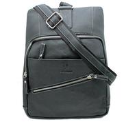 STARHIDE Mens Womens Real Leather Sling Backpacks Shoulder Cross body Rucksack Travel Messenger Bag 540 Black