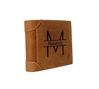 STARHIDE Personalized RFID Blocking Genuine Leather Wallet for Men - Custom Engraved Hunter Tan (#1145)