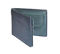 STARHIDE RFID Blocking Wallet for Men UK - Genuine Soft Leather Bifold Card Holder - Coin Pocket, ID Window, Cash Organiser - Gift Boxed #1216 (Black/Dark Green)