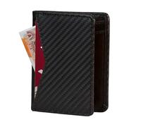 STARHIDE Ultra-Slim Leather Cardholder Wallet for Men & Women - RFID Blocking, Compact & Stylish Design, Holds Up to 8 Cards - Ideal for Travel & Daily Use, Premium Leather Build (Brown Carbon Fiber)