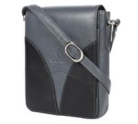 STARHIDE Womens RFID Blocking Shoulder Messenger Bag, Genuine Soft Premium Leather Travel Crossbody Bag For Ipad Tablet with Front Flip Opening 570 (Grey/Black)