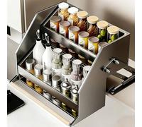 STARHMLUX 2-Tier Pull Down Shelf Wall Mount Cabinet, Pull Down Shelf Heavy Duty Cabinet Organizer, Space-Saving, for Pantry/Cupboard/Office gray 2F-40cm