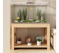 STARHMLUX 20 - 50 Gallon Solid Wood Fish Tank Stand, with 2-Tier Shelves for Fish Tank Accessories Storage, Reptile Turtle Tank Stand for Home Office Natural Wood 90*40*62cm