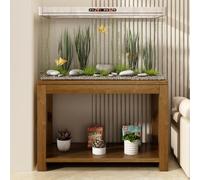 STARHMLUX 20 - 50 Gallon Solid Wood Fish Tank Stand, with 2-Tier Shelves for Fish Tank Accessories Storage, Reptile Turtle Tank Stand for Home Office Walnut 70*35*62cm