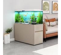 STARHMLUX 20 - 50 Gallon Solid Wood Fish Tank Stand, with Storage Drawer and Cabinet, for Fish Tank Accessories Storage, Reptile Turtle Tank Stand for Home Office Milky Coffee 100x30x70cm