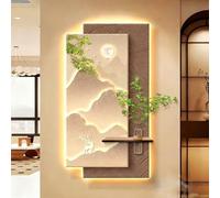 STARHMLUX 3D Wall Art Painting, Modern Minimalist, Textured Landscape Wall Hanging with LED Lights for Living Room Entryway Decor C 50x100cm