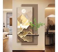 STARHMLUX 3D Wall Art Painting, Modern Minimalist, Textured Landscape Wall Hanging with LED Lights for Living Room Entryway Decor B 70x140cm