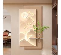 STARHMLUX 3D Wall Art Painting, Modern Minimalist, Textured Landscape Wall Hanging with LED Lights for Living Room Entryway Decor D 50x100cm