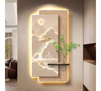 STARHMLUX 3D Wall Art Painting, Modern Minimalist, Textured Landscape Wall Hanging with LED Lights for Living Room Entryway Decor A 60x120cm