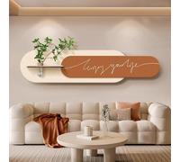 STARHMLUX 3D Wall Art Painting, with Hydroponic Cup, Minimalist Design, Sandstone Horizontal Wall Art Hanging with LED Lights for Living Room Entryway Decor A 120x28cm