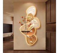 STARHMLUX 3D Wall Art Painting, with Hydroponic Cup, Modern Design, Artwork Wall Art Hanging with LED Lights for Living Room Entryway Decor D 50x100cm