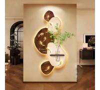 STARHMLUX 3D Wall Art Painting, with Hydroponic Cup, Modern Design, Artwork Wall Art Hanging with LED Lights for Living Room Entryway Decor C 50x100cm