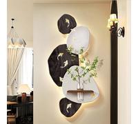 STARHMLUX 3D Wall Art Painting, with Hydroponic Cup, Modern Design, Sandstone Texture Wall Art Hanging with LED Lights for Living Room Entryway Decor A 50x100cm