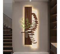 STARHMLUX 3D Wall Art Painting, with Hydroponic Cup, Modern Minimalist Design, Stone Pattern Wall Hanging with LED Lights for Living Room Entryway Decor B 37x100cm