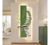 STARHMLUX 3D Wall Art Painting, with Hydroponic Cup, Modern Minimalist Design, Stone Pattern Wall Hanging with LED Lights for Living Room Entryway Decor D 37x100cm