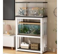 STARHMLUX 55-75 Gallon Fish Tank Stand, Metal Frame Aquarium Stands, with 2-Tier Adjustable Shelves for Fish Tank Accessories Storage, for Home Office White frame + blackboard; 50x30x100cm