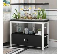STARHMLUX 55-75 Gallon Fish Tank Stand, Metal Frame Aquarium Stands, with Shelves and Storage Cabinet for Fish Tank Accessories Storage, for Home Office White frame + black 60x35x70cm
