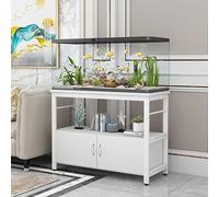 STARHMLUX 55-75 Gallon Fish Tank Stand, Metal Frame Aquarium Stands, with Shelves and Storage Cabinet for Fish Tank Accessories Storage, for Home Office White frame + white 100x45x70cm