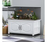 STARHMLUX 55-75 Gallon Fish Tank Stand, Metal Frame Aquarium Stands, with Storage Cabinet for Fish Tank Accessories Storage, for Home Office White + White 60x45x50cm