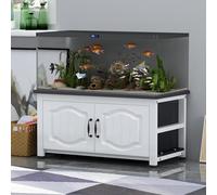 STARHMLUX 55-75 Gallon Fish Tank Stand, Metal Frame Aquarium Stands, with Storage Cabinet for Fish Tank Accessories Storage, for Home Office White + Black 60x30x50cm