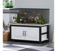 STARHMLUX 55-75 Gallon Fish Tank Stand, Metal Frame Aquarium Stands, with Storage Cabinet for Fish Tank Accessories Storage, for Home Office Black + White 60x35x50cm