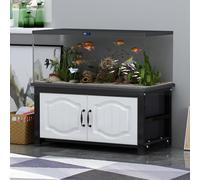 STARHMLUX 55-75 Gallon Fish Tank Stand, Metal Frame Aquarium Stands, with Storage Cabinet for Fish Tank Accessories Storage, for Home Office Black + Black 80×45x50cm
