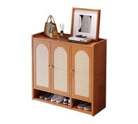 STARHMLUX Narrow & Hidden Shoe Storage Cabinet for Entryway - Solid Wood Shoe Rack with Rattan Cabinet Door Space-Saving Easy Assembly for Hallway Apartment Small Spaces Brown 35.4 * 12.9 * 38.2in