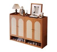 STARHMLUX Narrow & Hidden Shoe Storage Cabinet for Entryway - Solid Wood Shoe Rack with Rattan Cabinet Door Space-Saving Easy Assembly for Hallway Apartment Small Spaces Brown 47.2 * 12.9 * 38.2in