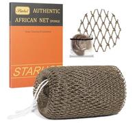 Starhot 1 Pack African Net Sponge Authentic with Knots, Colourfast Exfoliating Body and Back Scrubber Set, Extra Long Quick-Dry Shower Nets with Thick Ropes, Gift Box