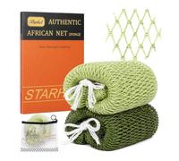 Starhot 2 Pack African Net Sponge Authentic with Knots, Colourfast Exfoliating Body and Back Scrubber Set, Extra Long Quick-Dry Shower Nets with Thick Ropes, Gift Box and Zipped Storage Bag