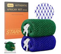 Starhot 2 Pack African Net Sponge Authentic with Knots, Colourfast Exfoliating Body and Back Scrubber Set, Extra Long Quick-Dry Shower Nets with Thick Ropes, Gift Box and Zipped Storage Bag