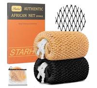Starhot 2 Pack African Net Sponge Authentic with Knots, Colourfast Exfoliating Body and Back Scrubber Set, Extra Long Quick-Dry Shower Nets with Thick Ropes, Gift Box and Zipped Storage Bag
