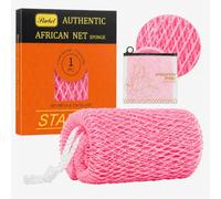 Starhot African Net Sponge Authentic with Knots, Colourfast Exfoliating Body and Back Scrubber, Extra Long Quick-Dry Bath Shower Net Loofah for Rich Lather and Dead Skin Removal,30+ Colours