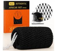 Starhot African Net Sponge Authentic with Knots, Fade-Resistant Exfoliating Body & Back Scrubber, Long Quick-Dry Shower Net Loofah for Bath, 30+ Colours (Black)