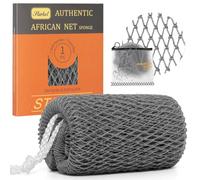 Starhot African Net Sponge, Exfoliating Back Scrubber, 1 Pack, Dark Gray | Grip ropes for two-handed washing, lathers with soap or shower gel, open weave for rinsing, travel bag included for gym trips