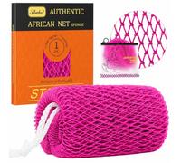 Starhot African Net Sponge, Exfoliating Back Scrubber, 1 Pack, Deep Pink | Flexible mesh with knots, rich lather with soap or body wash, open weave for easy rinsing, hangs open to dry between showers