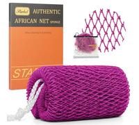 Starhot African Net Sponge, Exfoliating Back Scrubber, 1 Pack, Rose Red | Flexible nylon mesh with knots, rich lather with soap or body wash, open weave for rinsing, travel bag included for gym trips