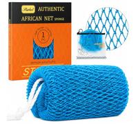 Starhot African Net Sponge, Exfoliating Back Scrubber, 1 Pack, Sky Blue | Flexible nylon mesh with knots, rich lather with soap or body wash, open weave for rinsing, travel bag included for gym trips