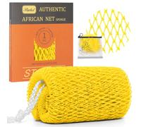 Starhot African Net Sponge, Exfoliating Back Scrubber, 1 Pack, Yellow | Flexible nylon mesh with knots, rich lather with soap or body wash, open weave for rinsing, travel bag included for gym trips