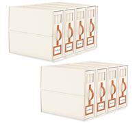 Starhot Linen Storage Bag with Handle - Foldable Bed Sheet Organiser for Wardrobe & Closet, Under Bed Storage Bag with Zip, Moisture-Proof Clear Window, 8 Pack King Size-3.7 Gal, Beige