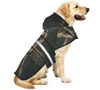 Staring At The Hungry Wolf Waterproof Dog Raincoat And Rain Jacket With Hood, Reflective Strips And Adjustable Belly Strap, Fits Small To Large Dogs