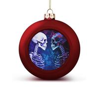 Staring at The Skeleton Christmas Ball Ornaments - Shatterproof Plastic Vintage Rustic Xmas Tree Decorations Pendant for Family Holiday Wedding Party Xmas Hanging Decoration
